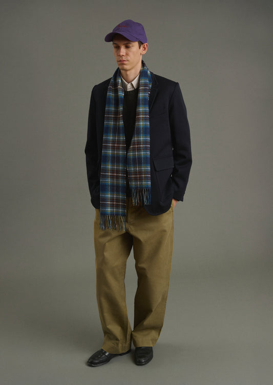 Kela Scarf - Blue and Brown Scottish Wool for Men - Soeur