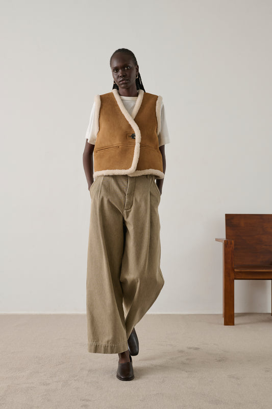 Gilet Sans Manches Pyrenees - Miel - Cuir - Femme