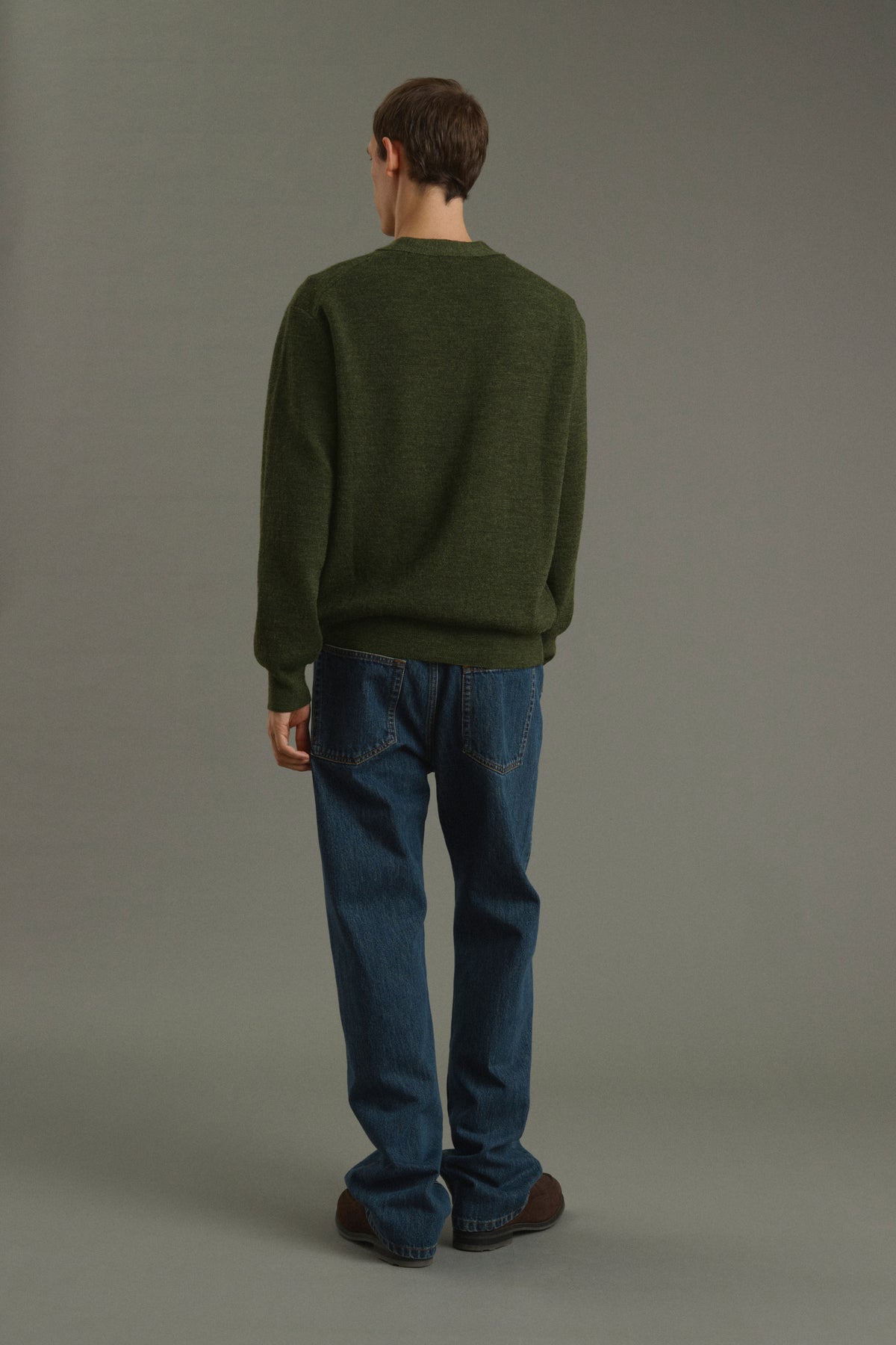 Cardigan Romeo - Dark Khaki - Wool - Men