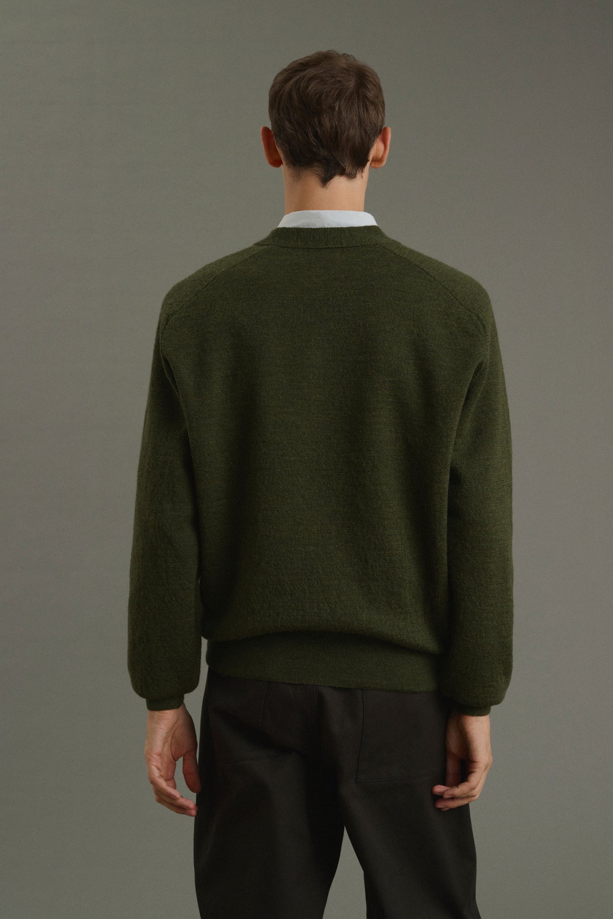 Pullover Themo - Dark Green - Wool - Men vue 4