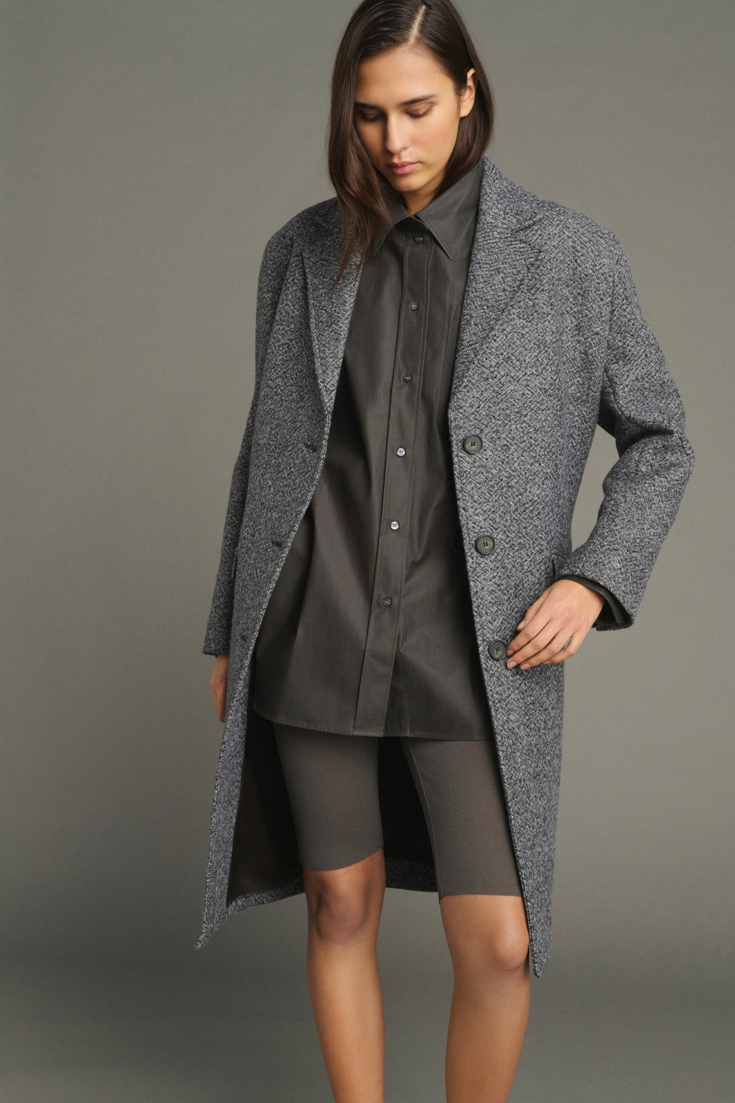Leon Coat - Grey/Black - Wool - Women