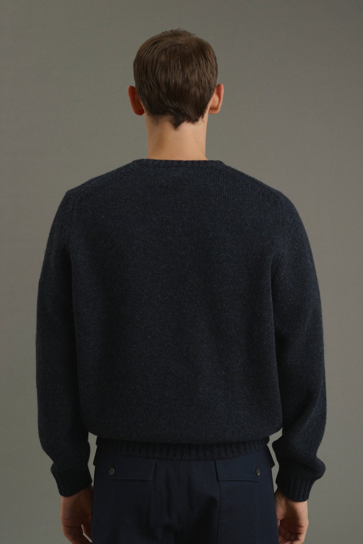 Isamu pullover - Heathered Navy - Wool - Men vue 2