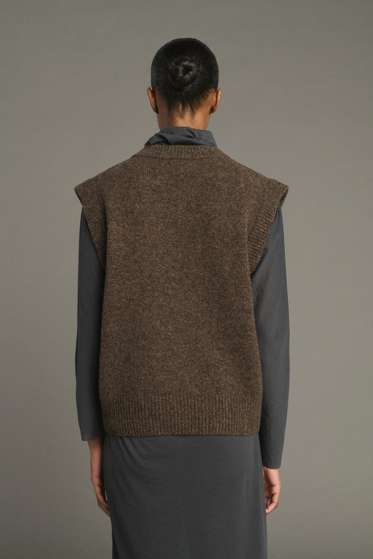 Pullover Karl - Brown Marl - Merino Wool - Women vue 4