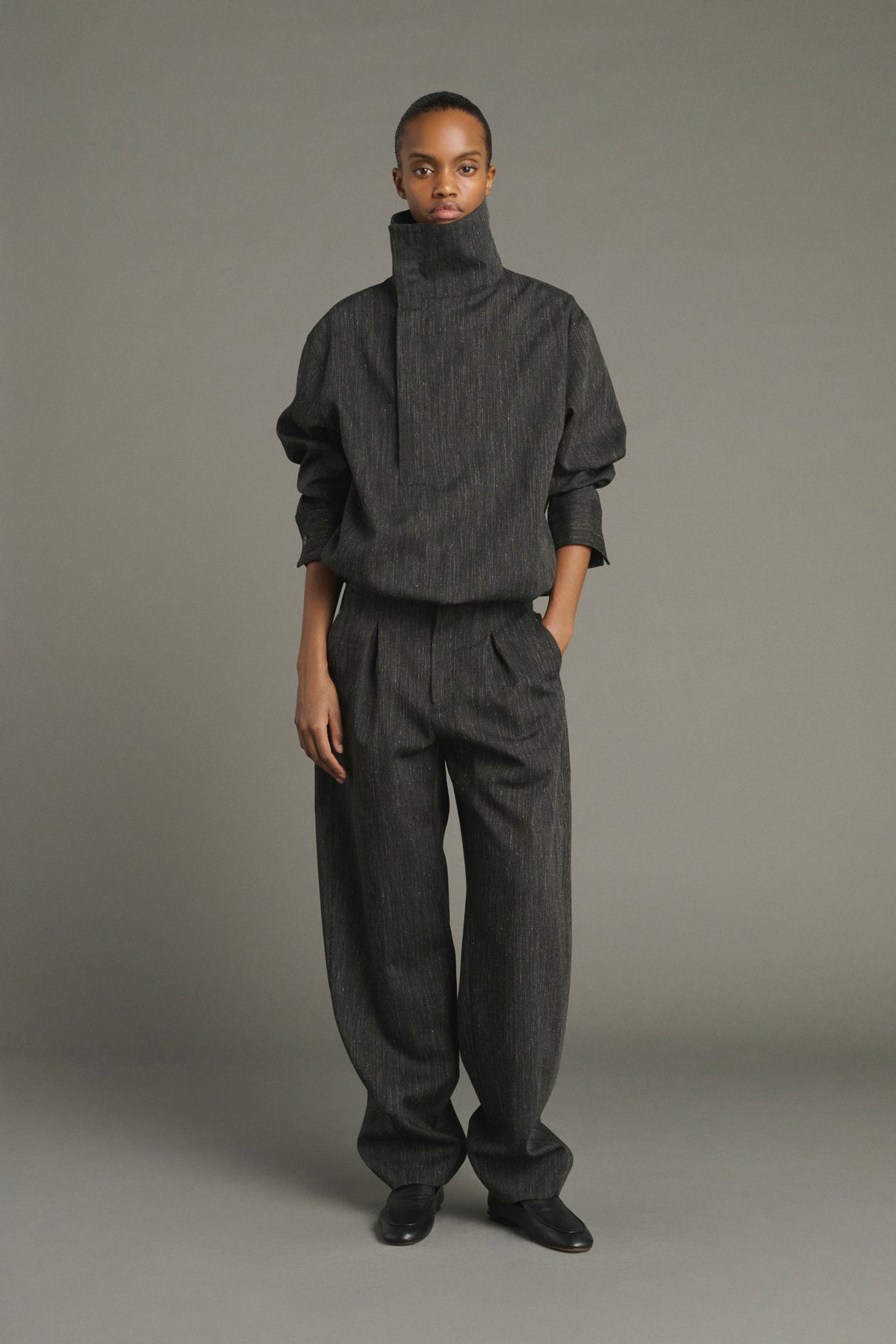 Lutece shirt - Anthracite Grey - Wool - Women vue 3