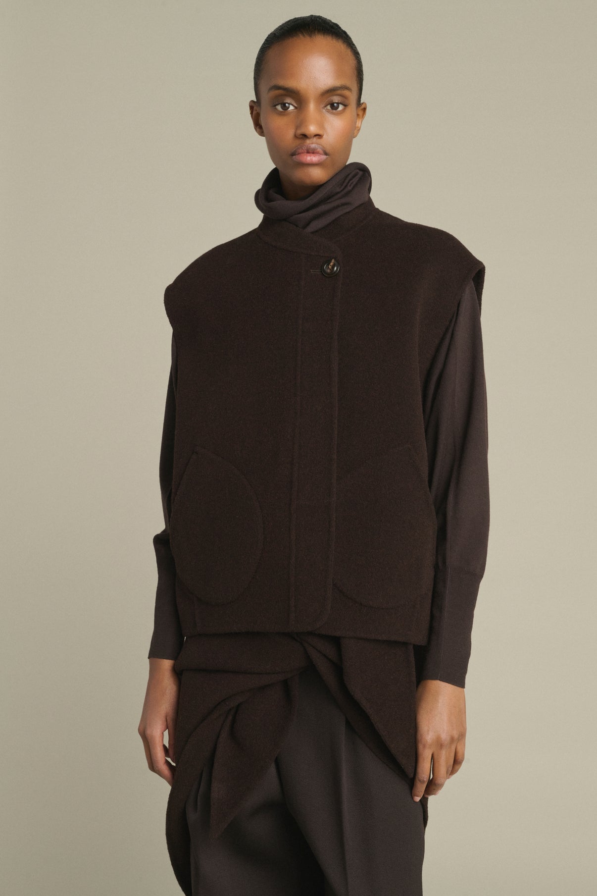 Jacket Adeline - Dark Brown - Wool - Women vue 3