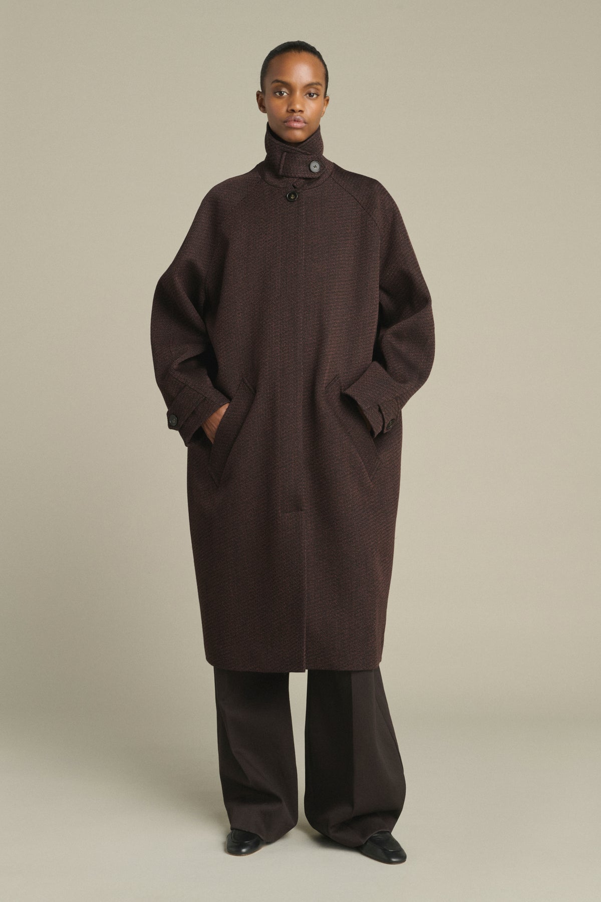 Leandre Coat - Brown/Black - Wool - Women vue 3