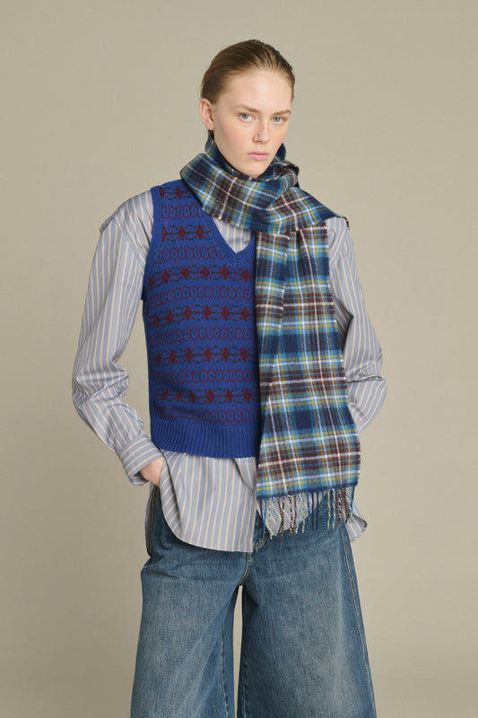Kela Scarf - Blue/Brown - Wool - Women