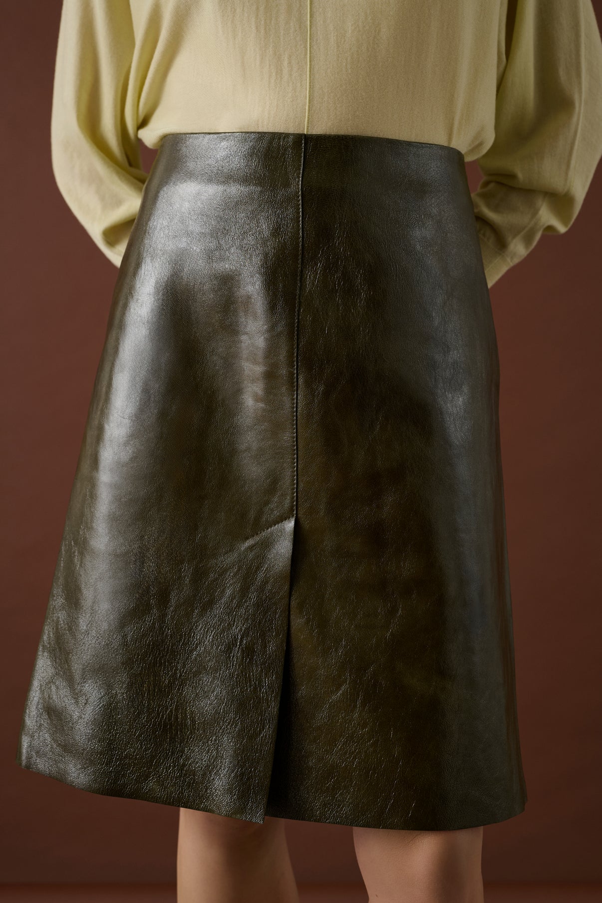 Jupe Liv - Vert Olive - Cuir - Femme vue 1