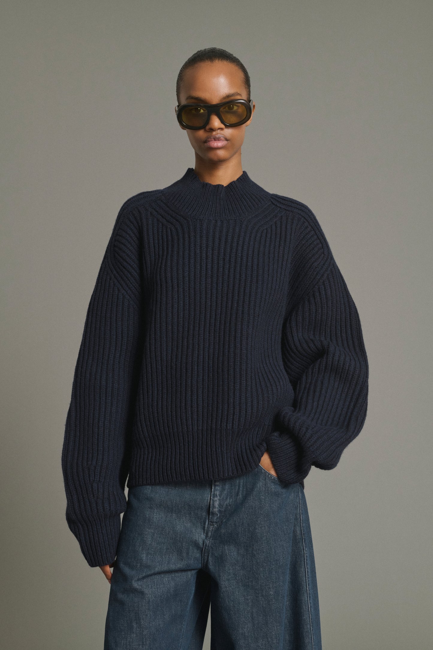 Flamand Pullover - Navy Merino Wool Chunky Ribbed - Soeur