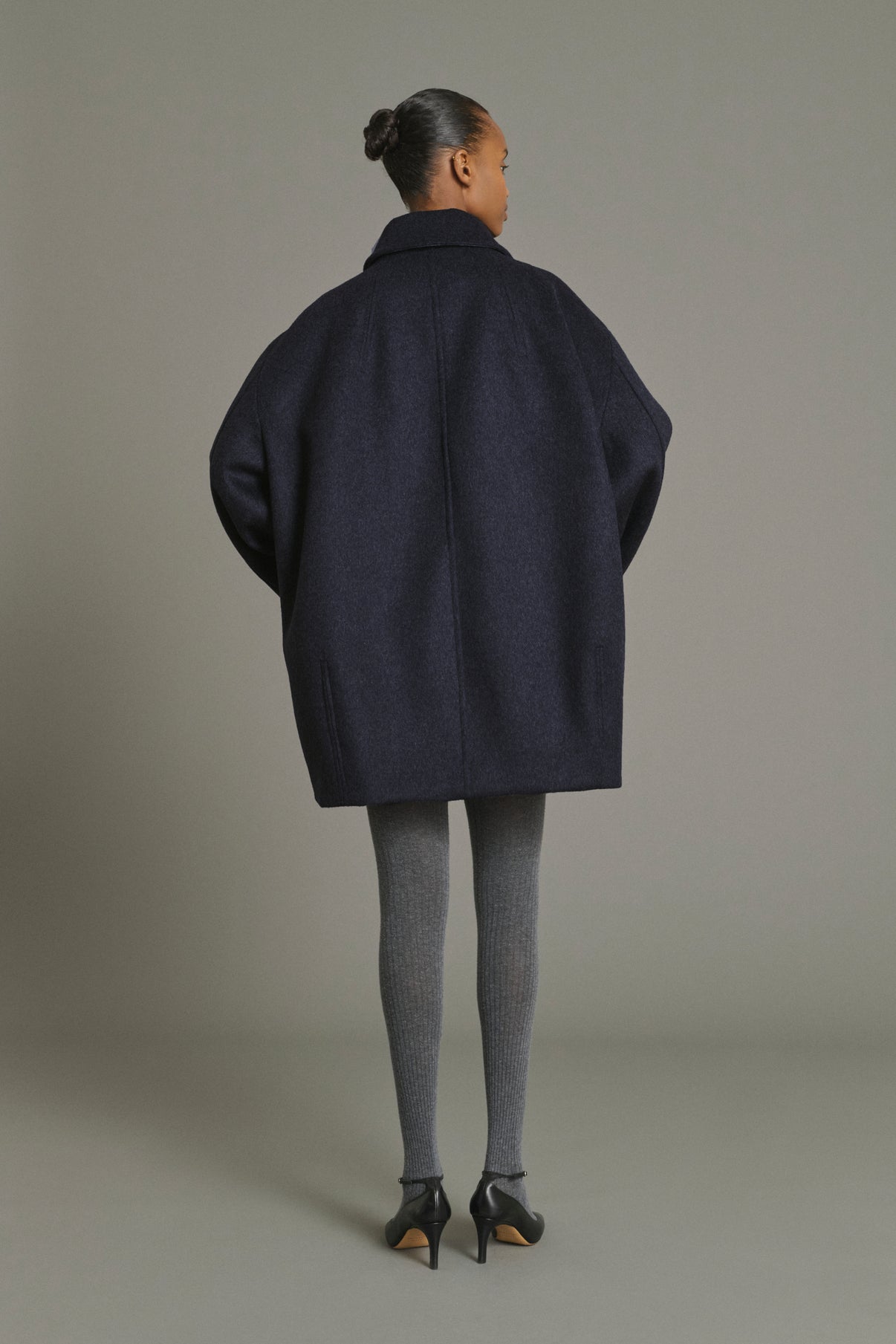 Kasper Coat - Dark Navy - Wool - Women vue 5