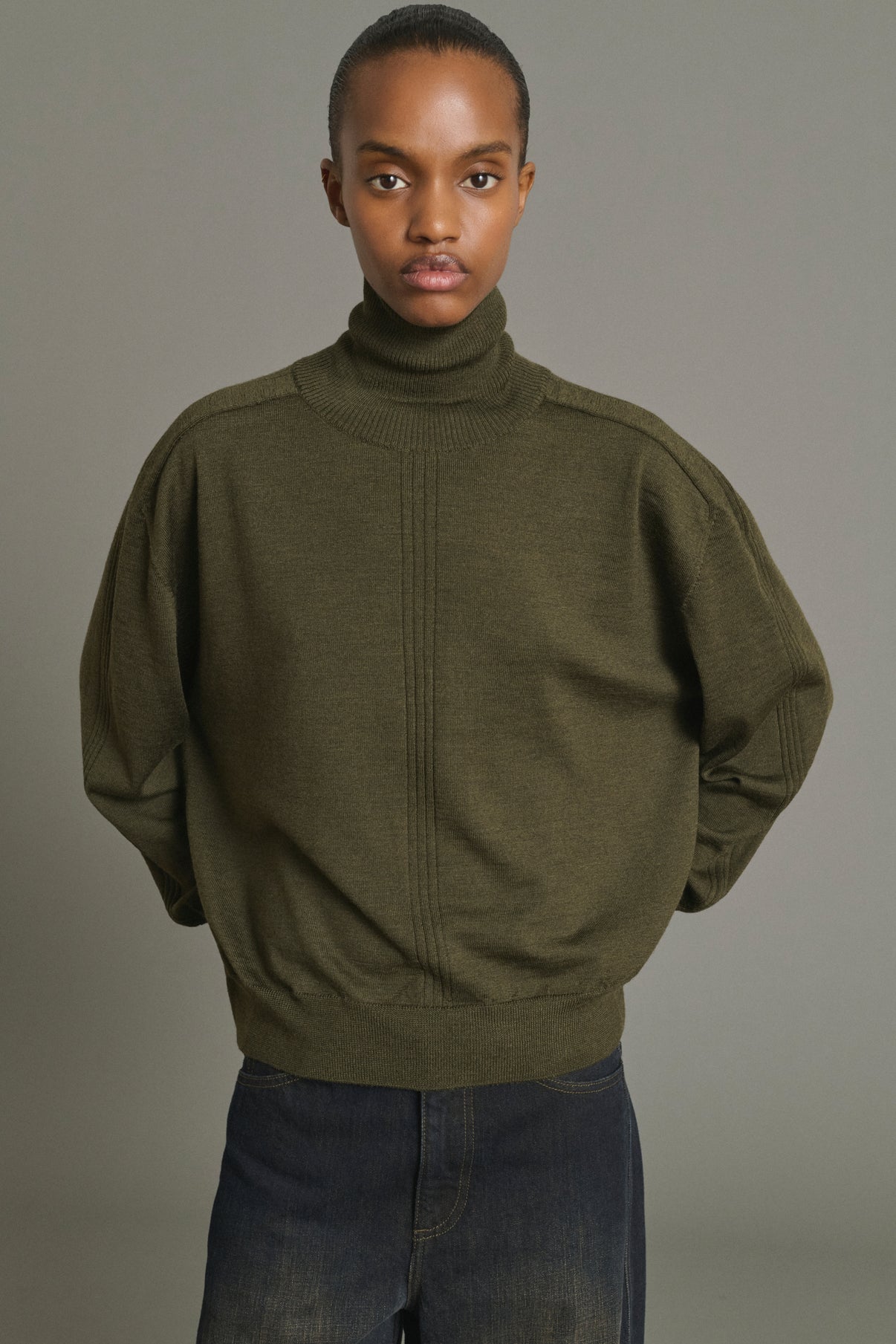 Nord Pullover - Dark Khaki - Merino Wool - Women vue 3