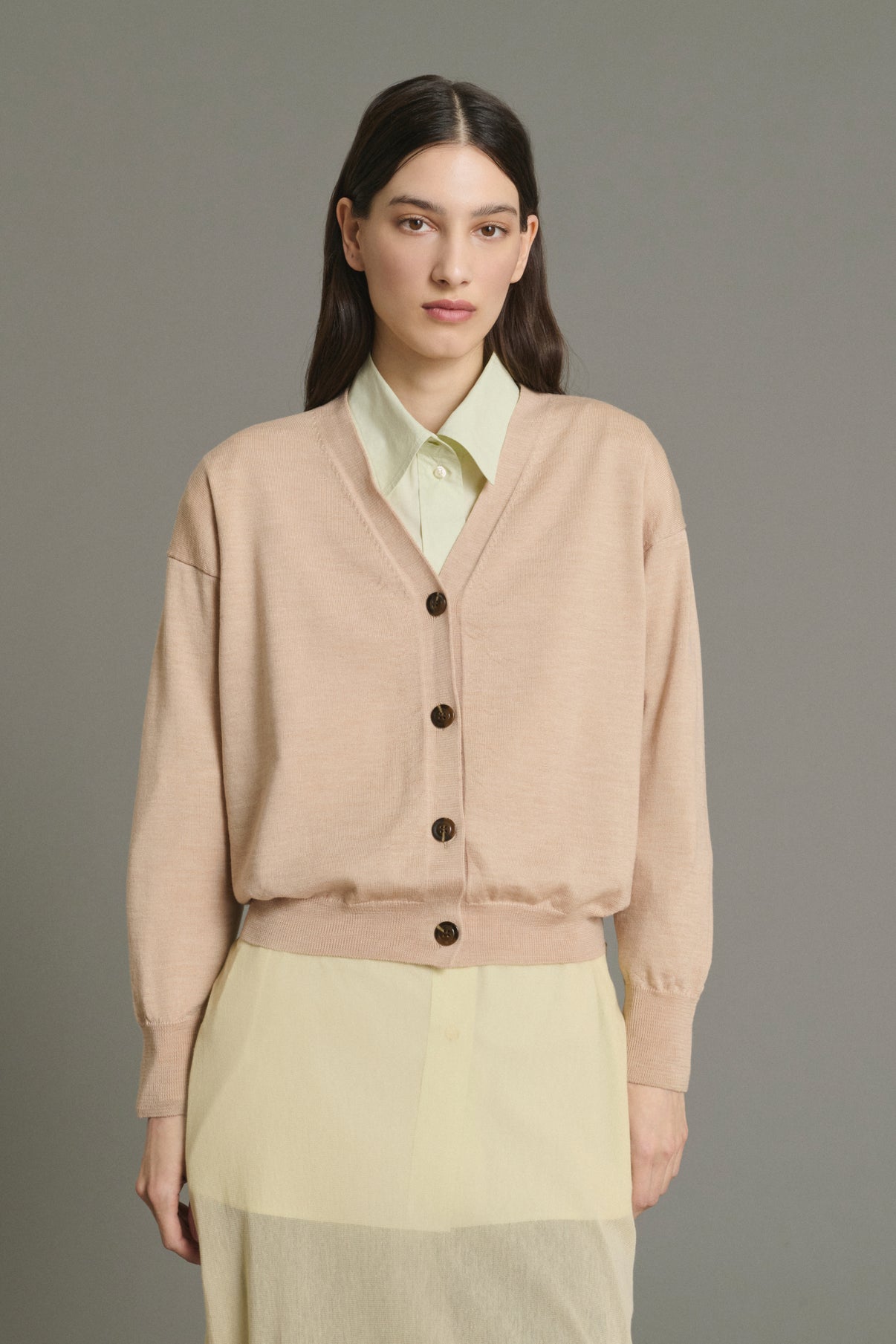 Idem Cardigan - Blush Beige - Merino Wool - Women vue 1