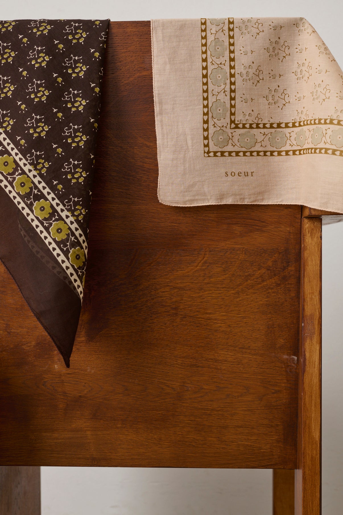 Foulard Classique Coton - Rose Blush/Beige - Coton - Femme vue 2