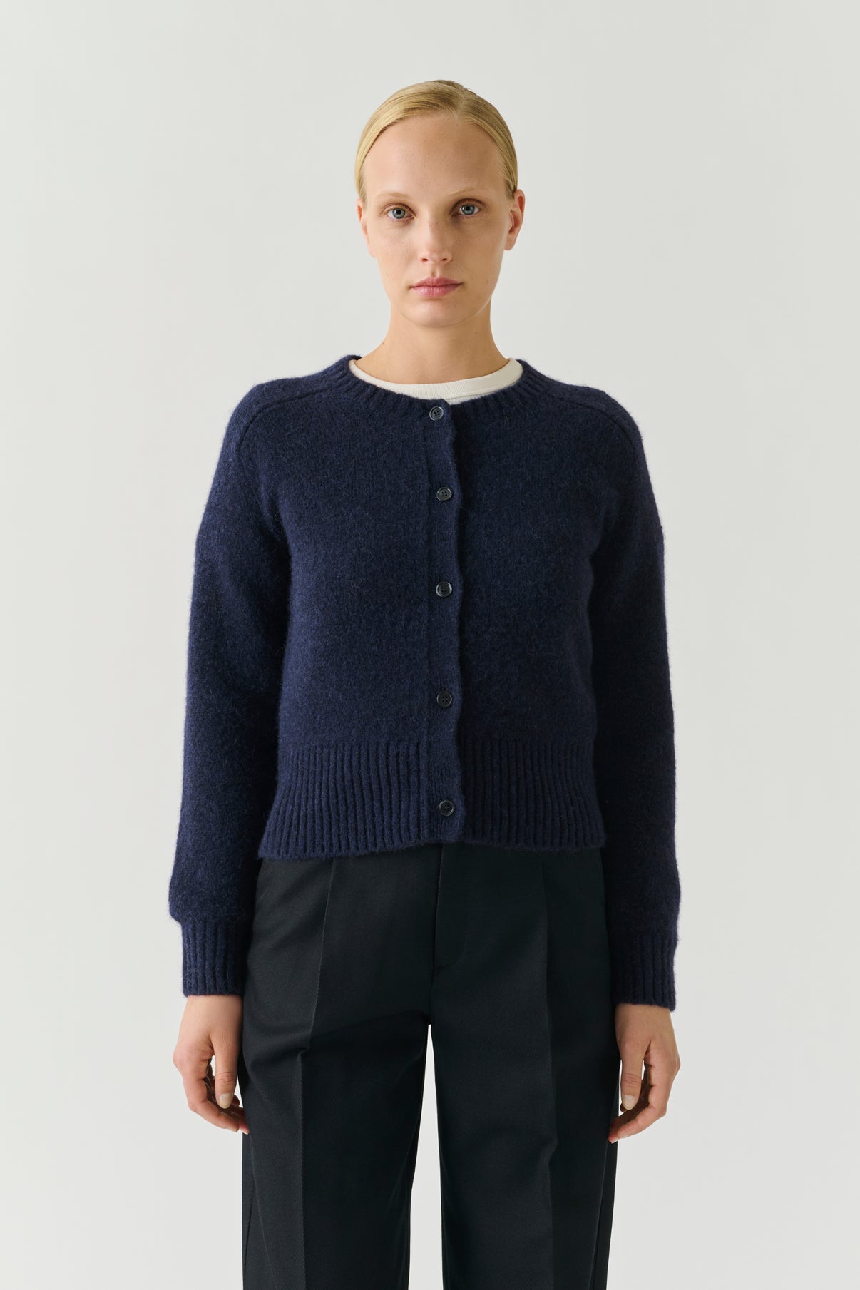 Cardigan Lyne - Navy - Wool - Women vue 1
